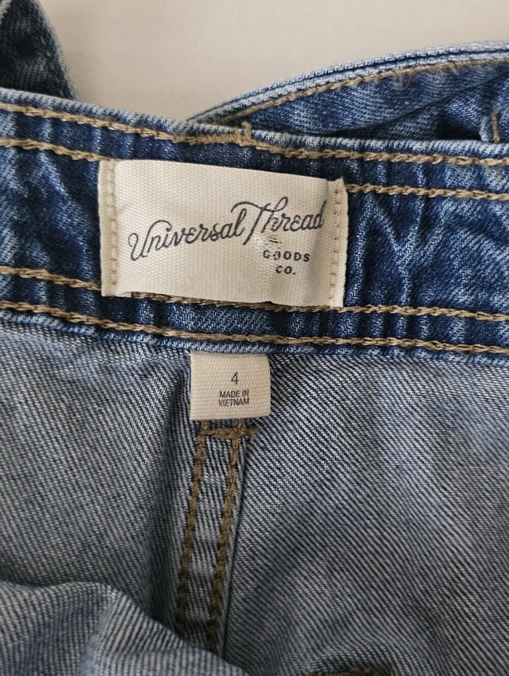 Universal Thread Denim Sailor Overalls Size 4 Medium Wash Wide Leg 29" Inseam - Picture 13 of 14